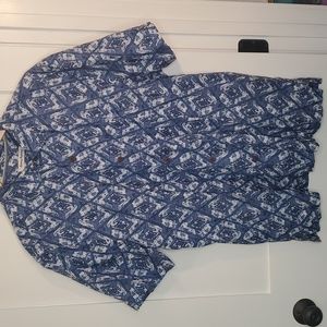 Tommy Bahama Blue Button Down Short Sleeve Shirt Size XL